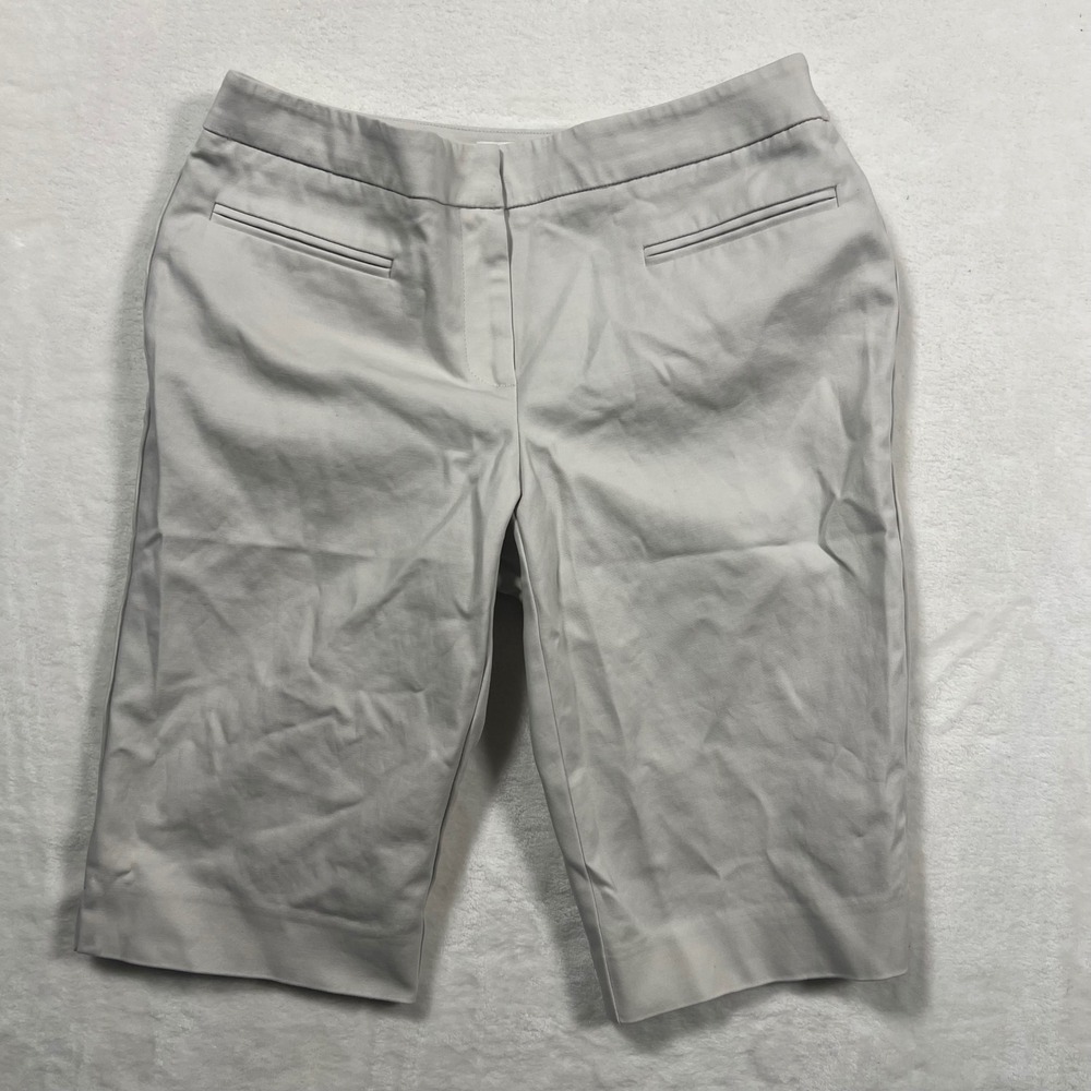 Chicos So Slimming Bermuda Shorts Beige Stone Gray Size 00 Classic Summer Preppy